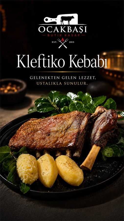 Kleftiko Kebabı tanıtım afişi — gelenekten gelen lezzet, ustalıkla sunulur